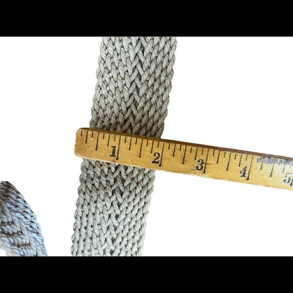Coldwater Creek Woven Adjustable Belt 46” long tan and white nautical look